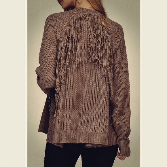 Classic Boho Open Front Fringe Cardigan Sweater - Picture 7 of 7